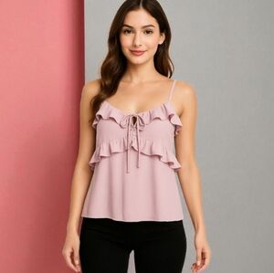 Universal Thread  Soft Pink Tiered Ruffle Swing Tank Top